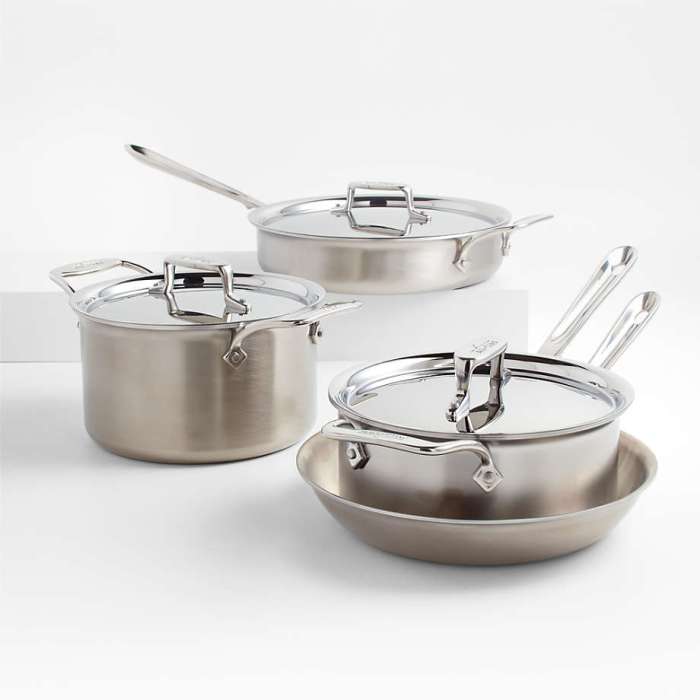 Cookware clad brushed ina bonded ply All-Clad D5 stainless steel cookware deals